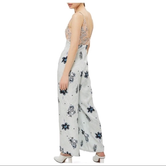 TOPSHOP EMBROIDERED AND FLORAL PRINT JUMPSUIT - Picture 4 of 6